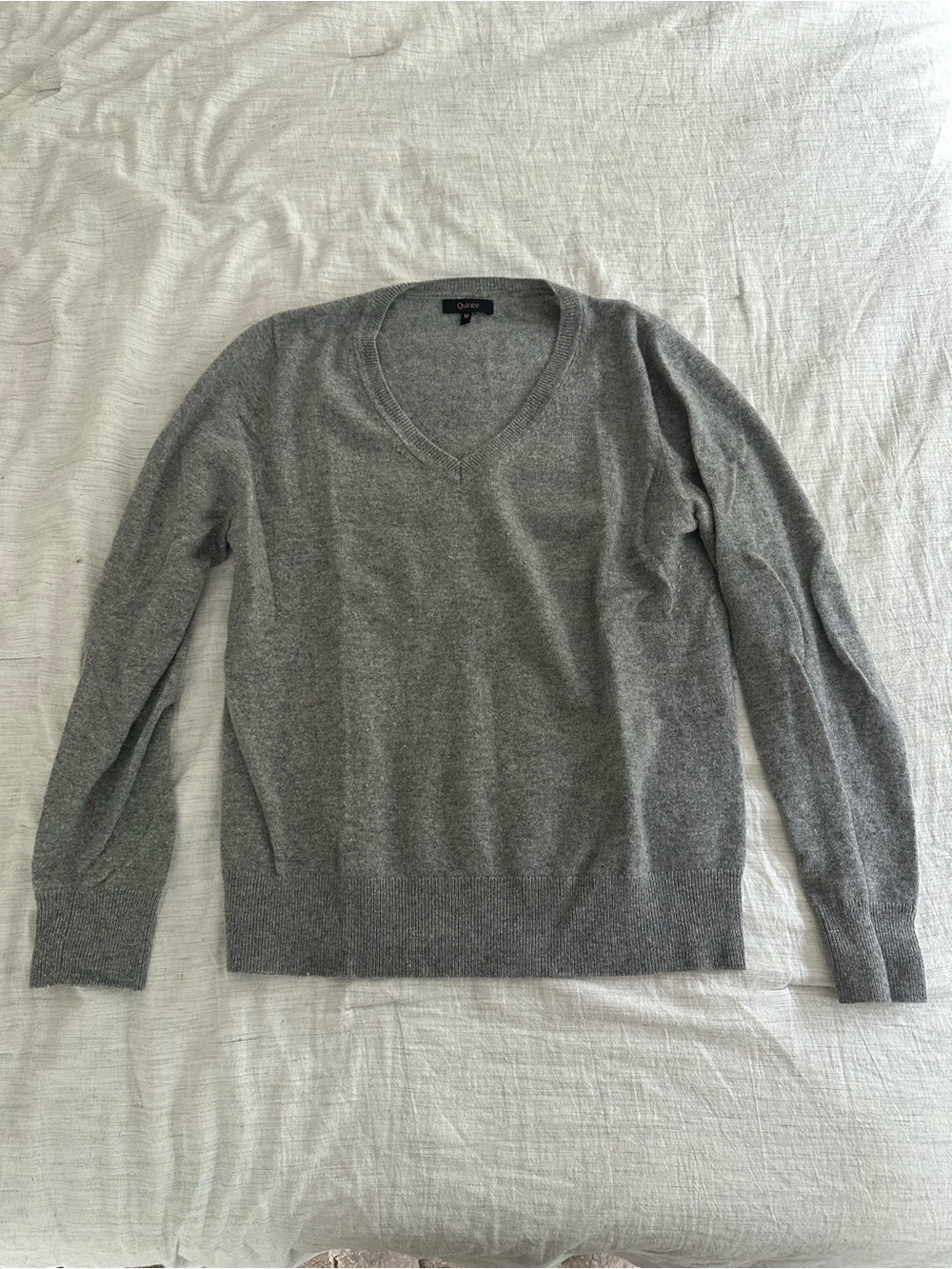 Quince Women's V-Neck Sweater in Heather Gray